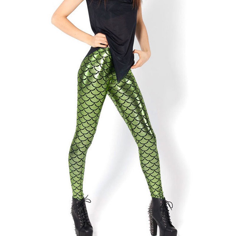 

VIIANLES Sexy Leggings Women Mermaid Plus Size XXXL Women Top Sale Fish Scale Leggings Black Milk Digital Pants Print Legging, K030 red