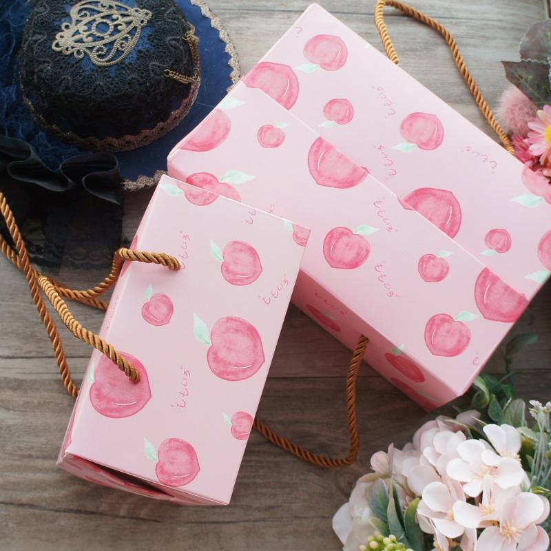 

2 Size 5pcs Wine Flower Black Style Paper Box with Handle Roll Cake Candy Cookie Chocolate Gift Packaging Wedding Use