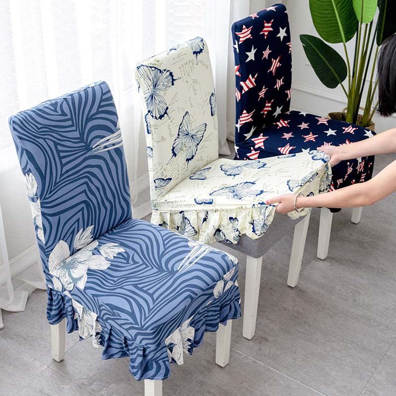 

Spandex Skirt Edge Chair Cover Stretch Elastic Dining Seat Cover for Banquet Wedding Restaurant Hotel Anti-dirty Removable