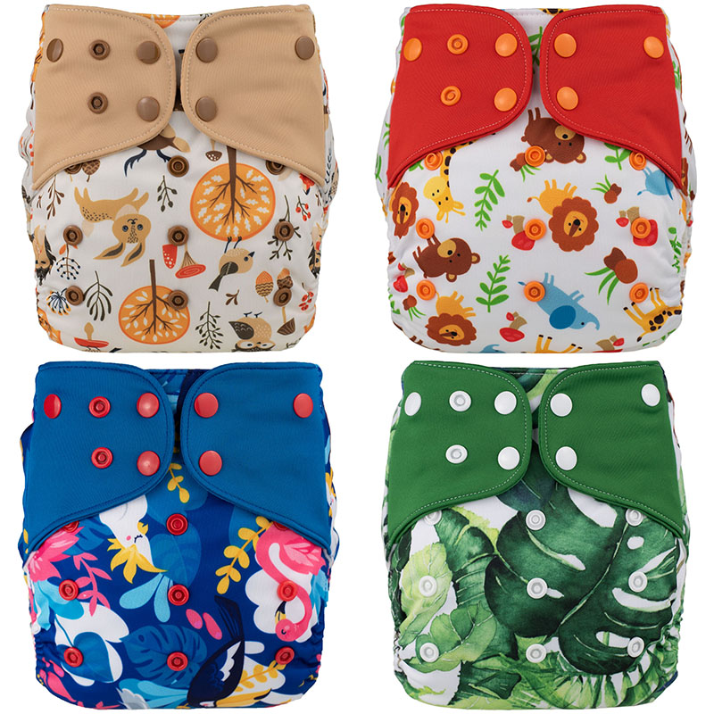 

Lichtbaby Cloth Baby AIO Pocket Diaper 4-16kg  Washable Eco-friendly diaper inserts all in one cloth diapers, 4 microfiber inserts