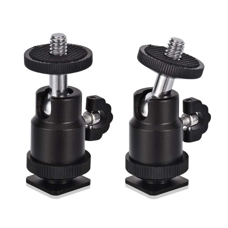 

Mini Ball Head [2 Pack] With Hot Shoe Mount Adapter 360 Degree 1/4 Inch Small Ball Heads Lightweight Swivel Micro-Ballhead For