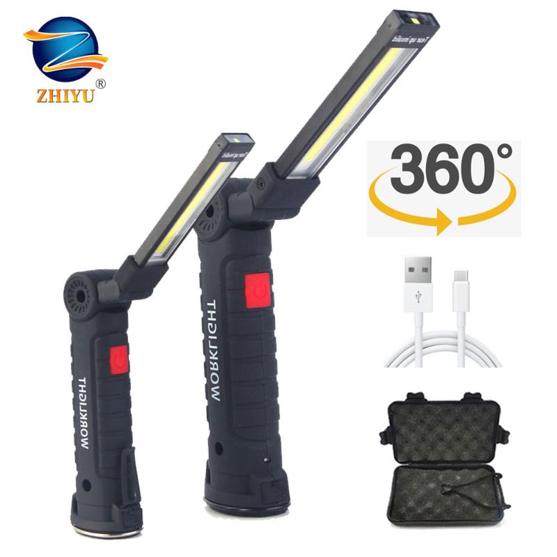 

ZHIYU 5 Modes COB Working LED Torch Vehicle Repairing Lamps USB Rechargeable Magnetic 360 rotating Portable Lights
