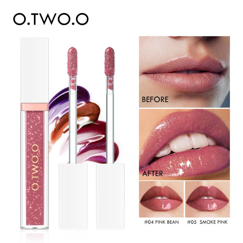 

O.TWO.O Glitter Makeup Lip Gloss No Sticky Shimmer Women Sexy Lipstick High Pigment Lip Cosmetics 7 Colors, 07