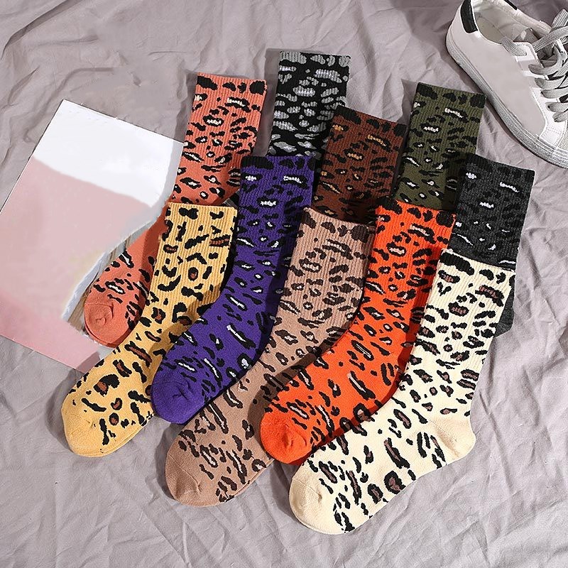

Jeseca Sexy Leopard Print Woman Socks Harajuku Vintage Streetwear Women's Short Sock Korean Style Female Christmas Sock Gift Sox, Black;white