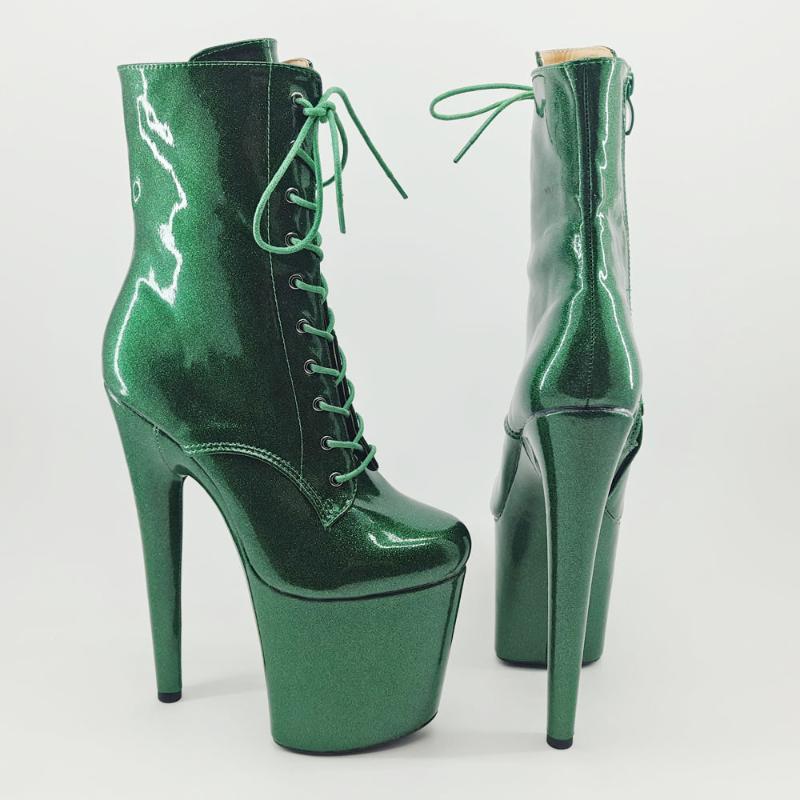 

Leecabe Shinny Green 20CM/8inches Pole dancing High Heel platform closed toe Pole Dance boots, Same as picture