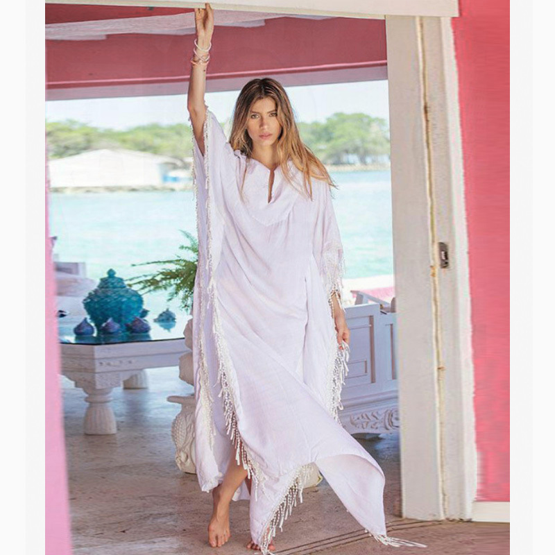 

Beach Wear Summer Beach Dress Plus Size Swimsuit Bikini Cover Up Pareos De Playa Mujer Coverups for Women Bathing Suit Cover Ups, White