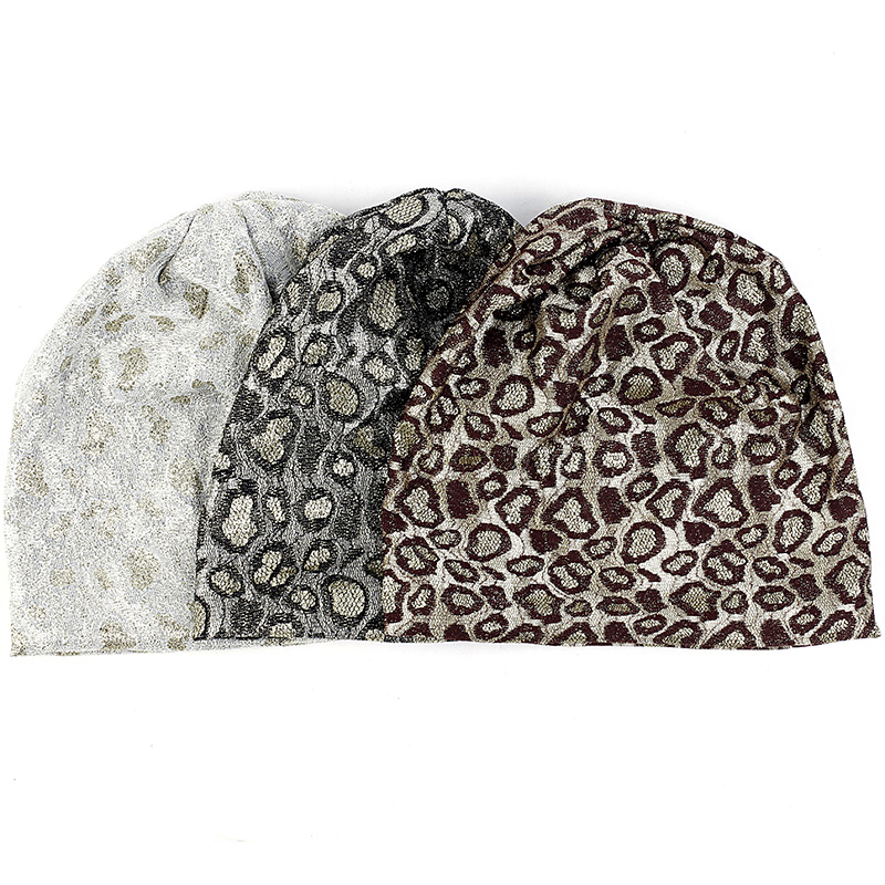 

2020 Winter Warm Thick Adult pullover cap Unisex Big Leopard Pattern Beanie Hat Skull Cap For Woman Girls, Black