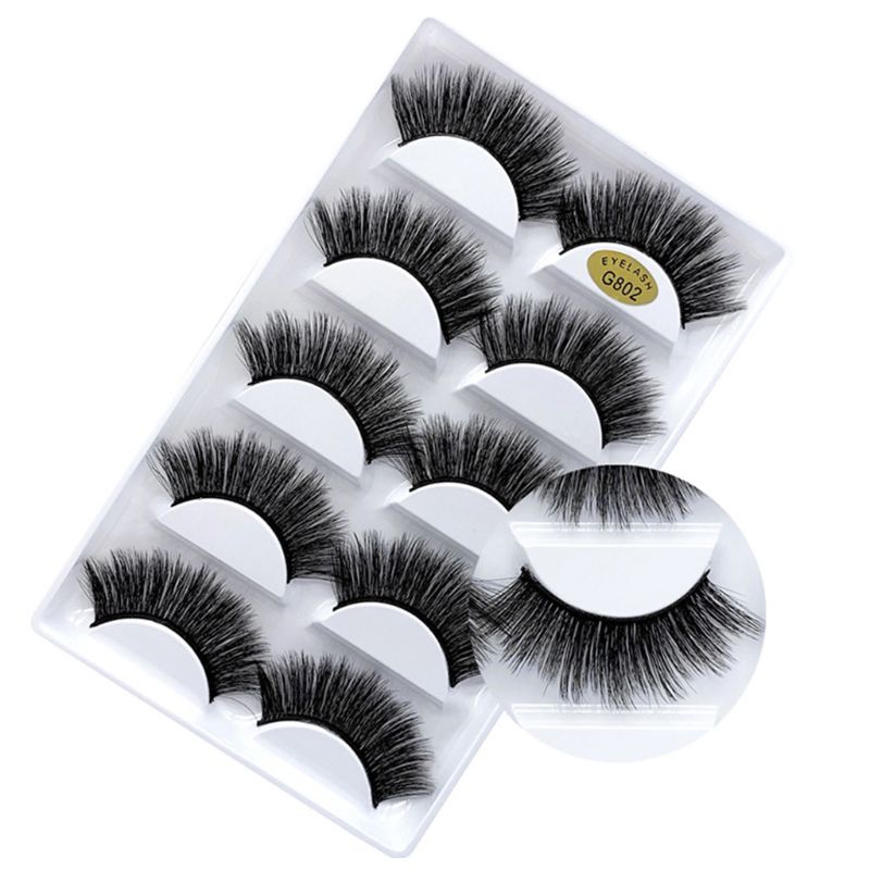 

5 Pairs/Box 3D Natural Mink Eyelashes False Eye Lashes Thick Long Soft Fake Lashes Extension Eye Beauty Makeup Tool