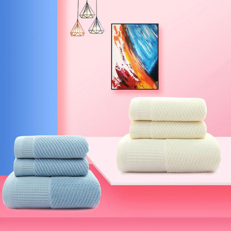 

3Pcs Cotton Towel Eco-Friendly Low Lint Shower Towels Beach Pool Fast Drying Towels Hand Washcloth for Hotel Spa Cabana, White