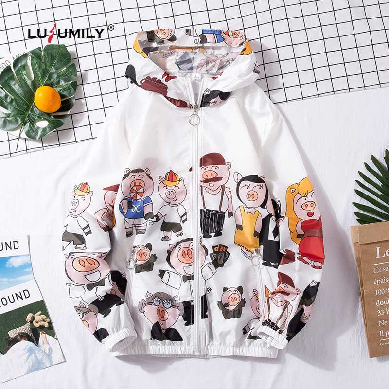

Lusumily Summer Windbreaker Women Jacket Casual Tops Plus Size Thin Coat Kawaii Sportswear Sunscreen Outwear Girl Jacket, Black