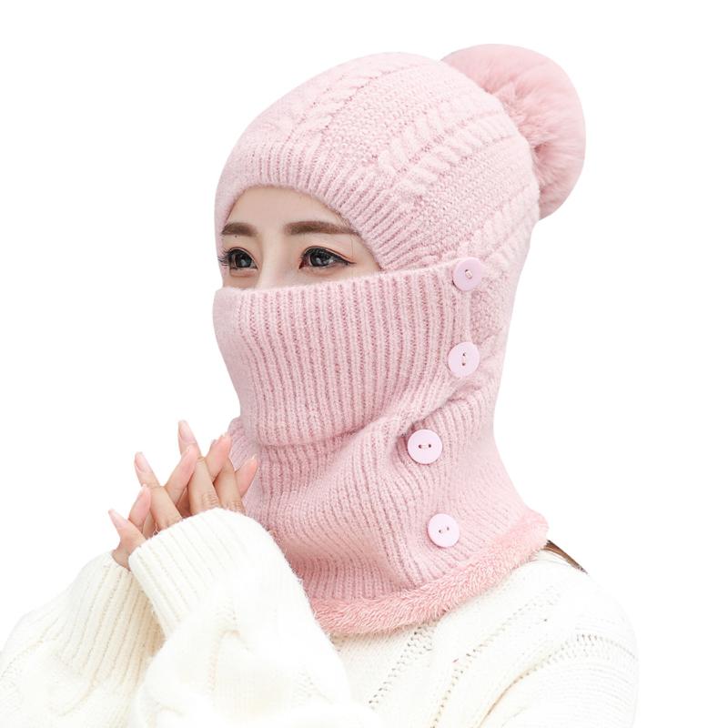 

Winter Knit Beanie Hat Neck Warmer Fleece Lined Skull Cap for Women Outdoor JL, White