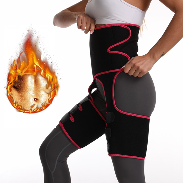 

US Ship Waist Trainer 3-in-1 Thigh Trimmers with BuLifter Body Shaper Belt For Waist Support Sport Workout Sweat Bands, Pink