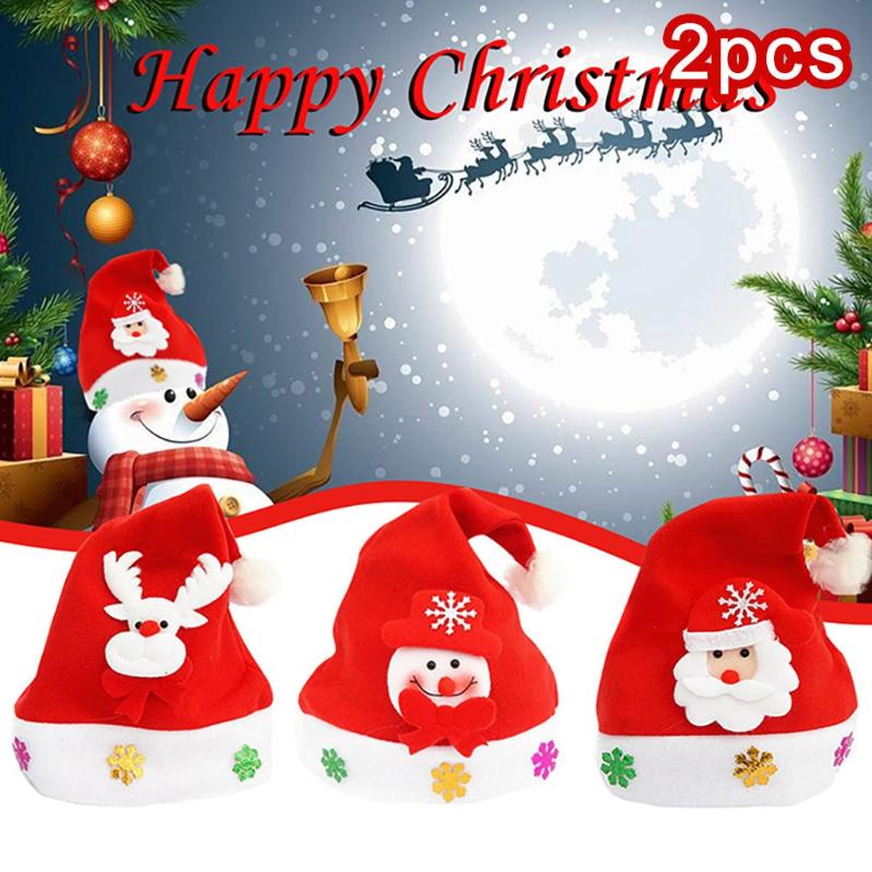 

Christmas Decorations 1pcs Santa Up Flashing Costume Party Red Hat Cap Kids Child Xmas Cute Year Gifts Decor