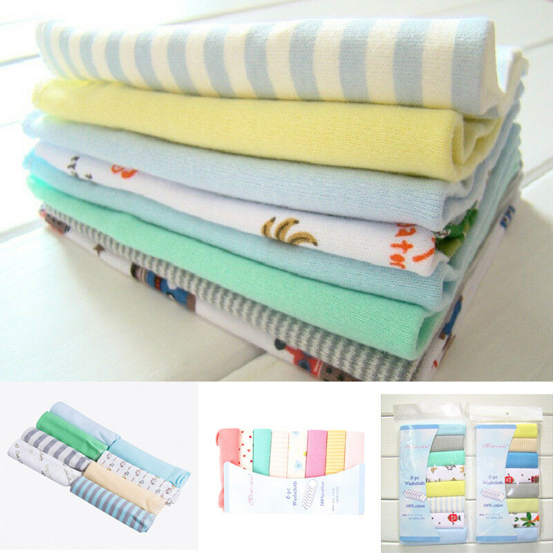 

2020 New Hot Cute Soft Cotton Baby Infant Newborn Bath Towel Washcloth Feeding Wipe Cloth 8pcs