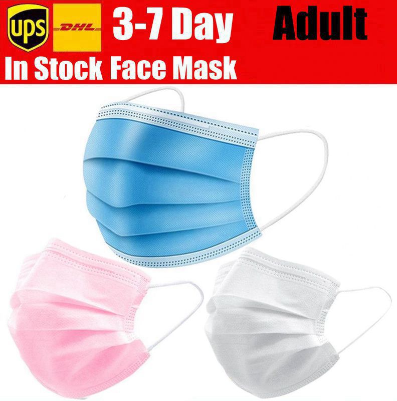 

3-ply Disposable Face Masks pink white mouth mask Breathable for Blocking Dust Air Anti-Pollution Mask for Adult kids child boy