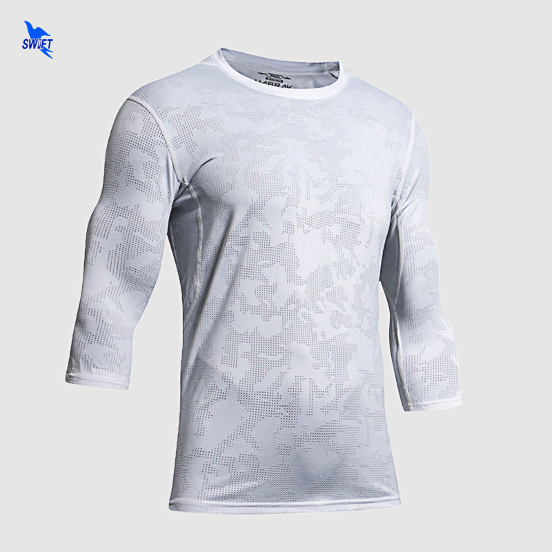 

Breathable Jacquard Running Shirts Men Long Sleeve Mesh Rashguard Fitness Sportswear Quick Dry Home Training Gym T-shirt Tops, Black