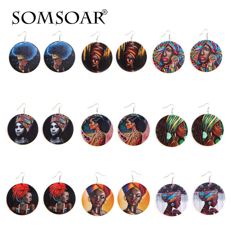 

New style wooden earrings African women fashion popular wooden earrings