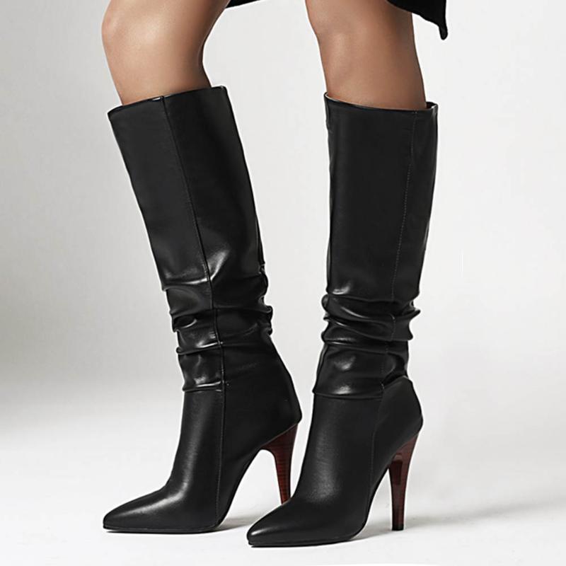 

New Arrivals High Quality Brand Big size 43 Thin High Heels Winter Shoes Women Fashion Elegant Ladies Boots Female Footwear, Black