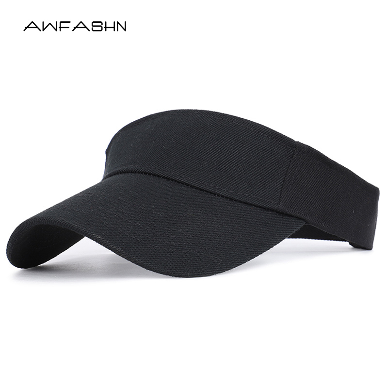 

2020 Spring summer Sports Sun Cap Men Women Adjustable cotton Visor UV Protection Top Empty Tennis Golf Running Sunscreen Hat, Black