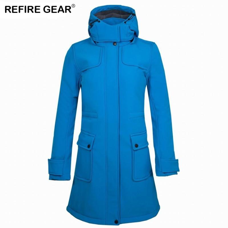

Refire Gear Winter Fleece Softshell Jacket Women Outdoor Long Windbreaker Hiking Camping Climbing Skiing Coats, Black