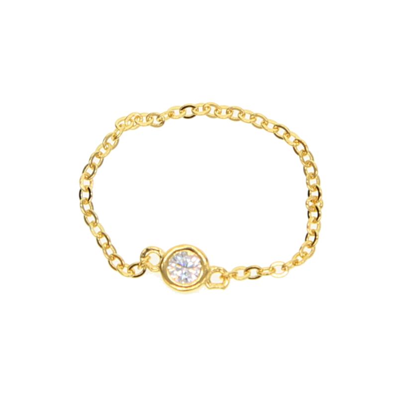 

100% 925 sterling silver + cubic zirconia single stone silver chain rings for women
