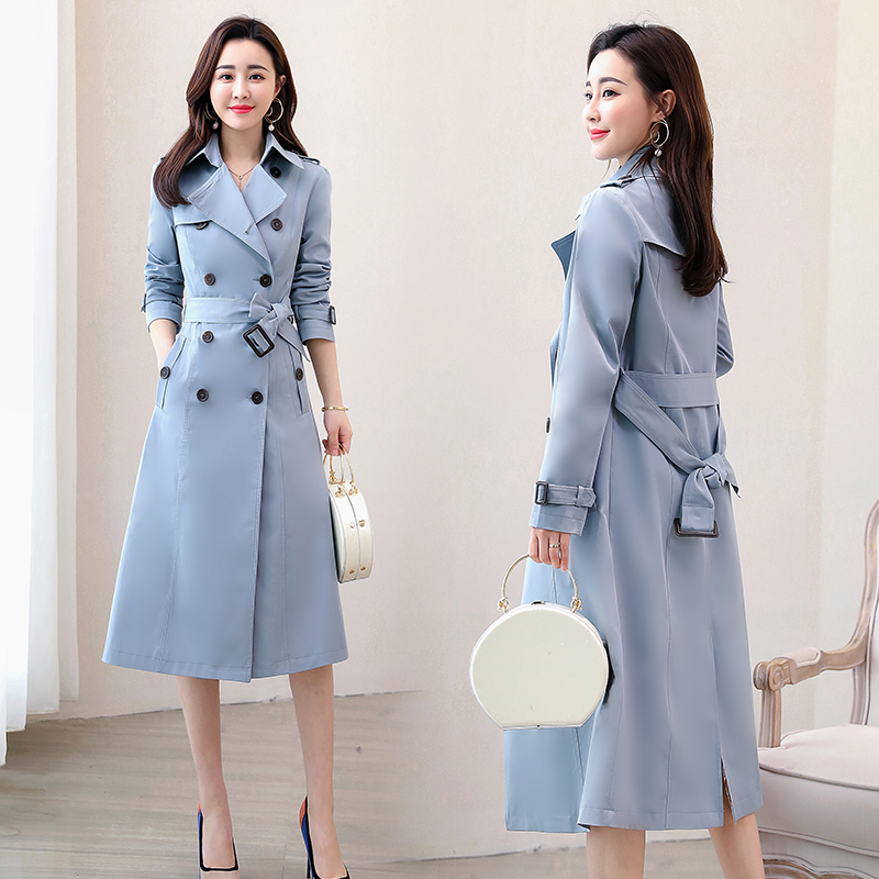

Abrigos Large Size Elegant Women' Trench Coat Korean Mid-length Double Breasted Cotton Belt Fashion Windbreaker Overcoat Z299, Khaki