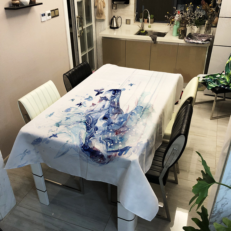 

Household Restaurant Tablecloth Waterproof Polyester Printed Rectangular Coffee Table Cloth Tablecloth