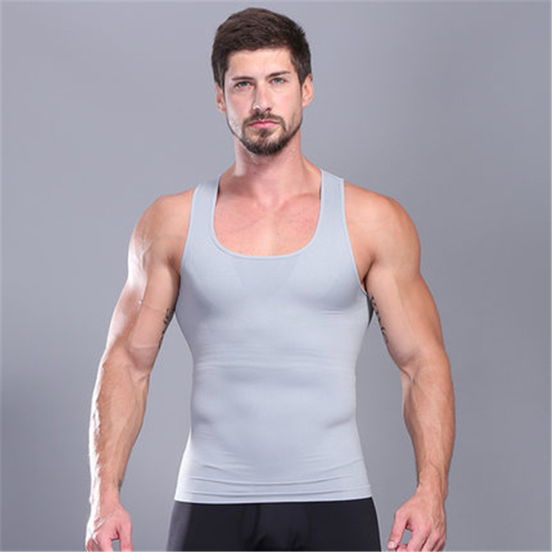 

2020 Men Slimming Body Shaper Tummy Shaper Vest Slimming Underwear Corset Waist Waist Cincher Men Bodysuit, Black