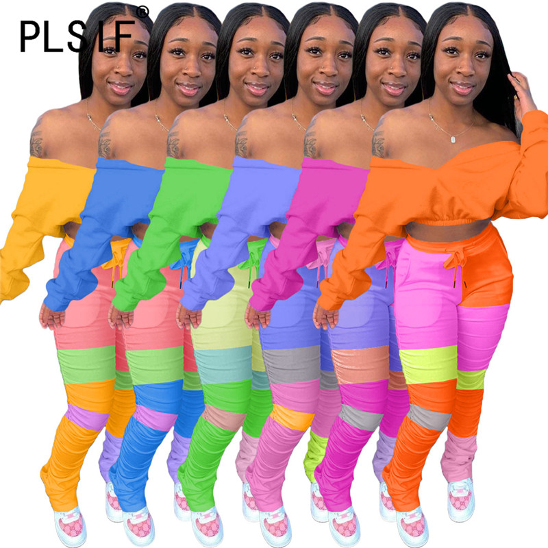 

sexy women fashion strapless backless long sleeve crop top and tight pants 2 pieces set sexy tight club party lady tracksuits, Lavender