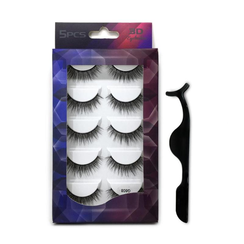 

NEW 5 Pairs 3D Mink Hair Soft False Eyelashes With 1 Tweezer Wispy Thick Long Natural Lashes Eyes Makeup Beauty Extension Tools