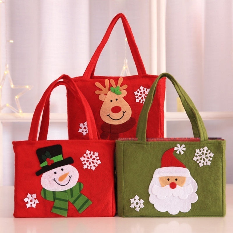 

Christmas Decorations Cute Santa Claus Snowman Candy Gift Bags Cookie Packaging Party Handbag Merry Storage Package