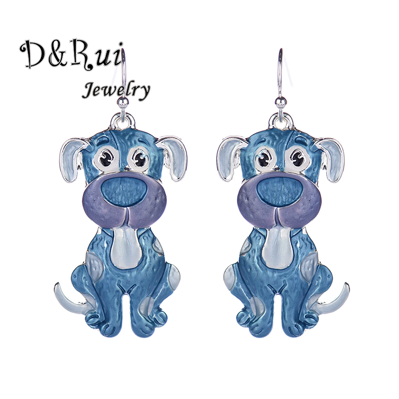 

2020 New Design Cartoon Dog Animal Earrings for Kids Girls Women's Trendy Enamel Blue Female Korean Jewelry Dangle Earring Gifts