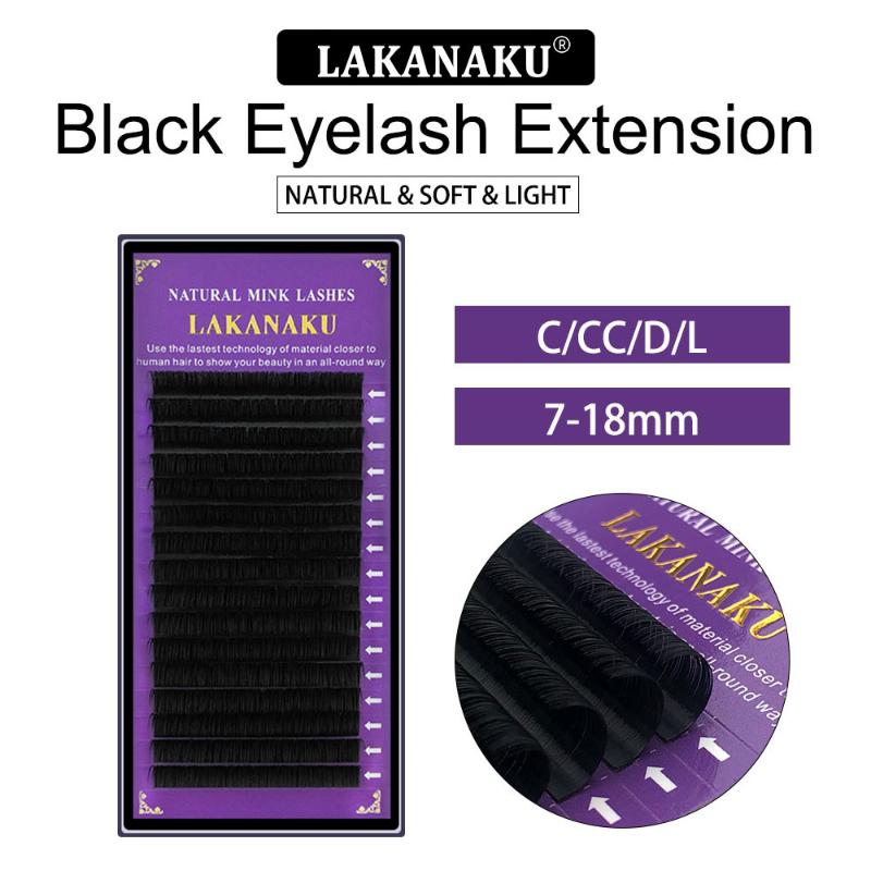 

LAKANAKU individual classical eyelashes Soft 16Rows 0.03 -0.1Russia volume silk faux mink 8-18mm Mix Maquillaje Cilios natural