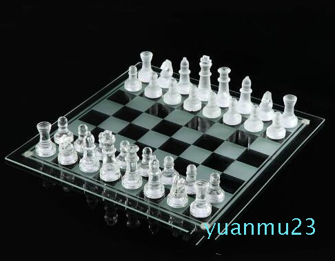 

Wholesale-25*25cm K9 Glass chess medium wrestling Packaging International Chess Game high quality International Chess Set packed well