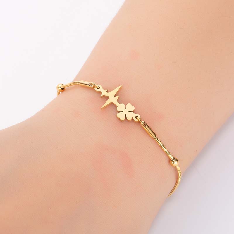 

Women's Jewelry Stainless Steel Creative Electrocardiogram Plant 2020 Pendant Bracelet Gold and women Sweet and elegant punk