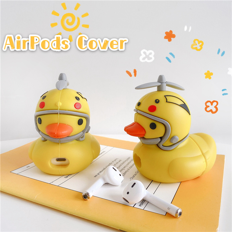 

For AirPods pro Case 3D Cute Cartoon Helmet Duck Earphone Cover For AirPods 1 2 Soft Silicone Protective Case Accessories Fundas