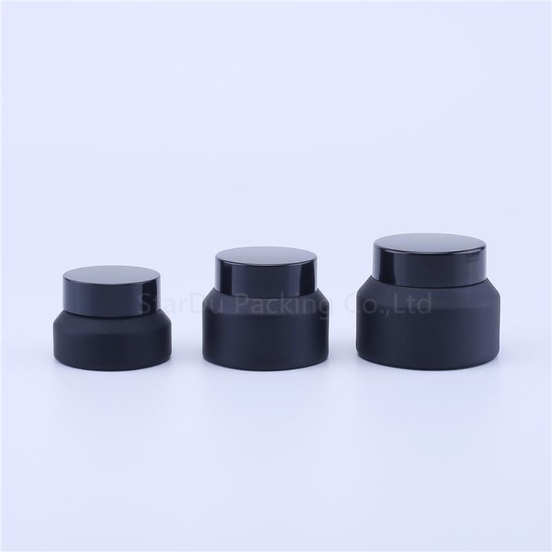 

100pcs 15g 30g 50g black Glass Cream Jars Cosmetic Packaging with lid plastic caps & inner liners round empty small glass jars