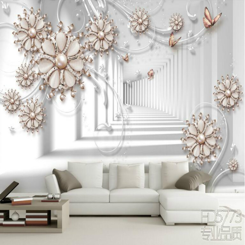 

Space Wall Mural 3D Wallpaper for Walls 3d Custom Background Walls for Living Room Creative Luxury Jewelry Flowers Wall Paper, Embossment paper
