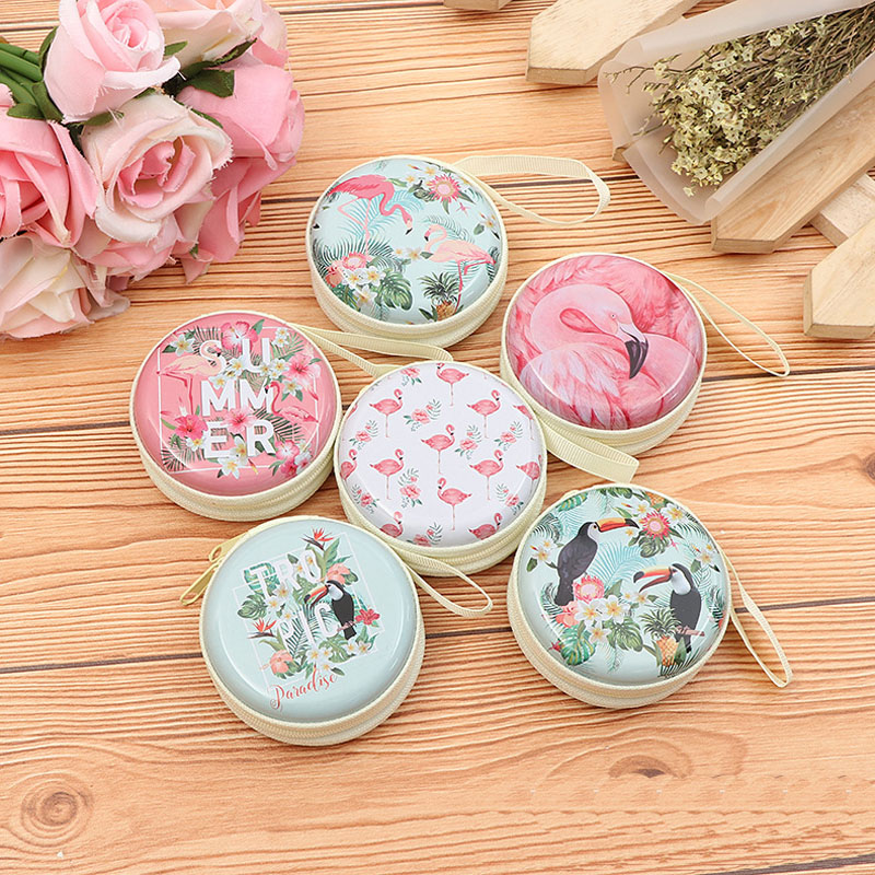 

Organizer Case for Headphones Cute Flamingo Pattern Storage Bag Carrying Hard Box Case Earphone Earbuds Memory Card Storage Bag