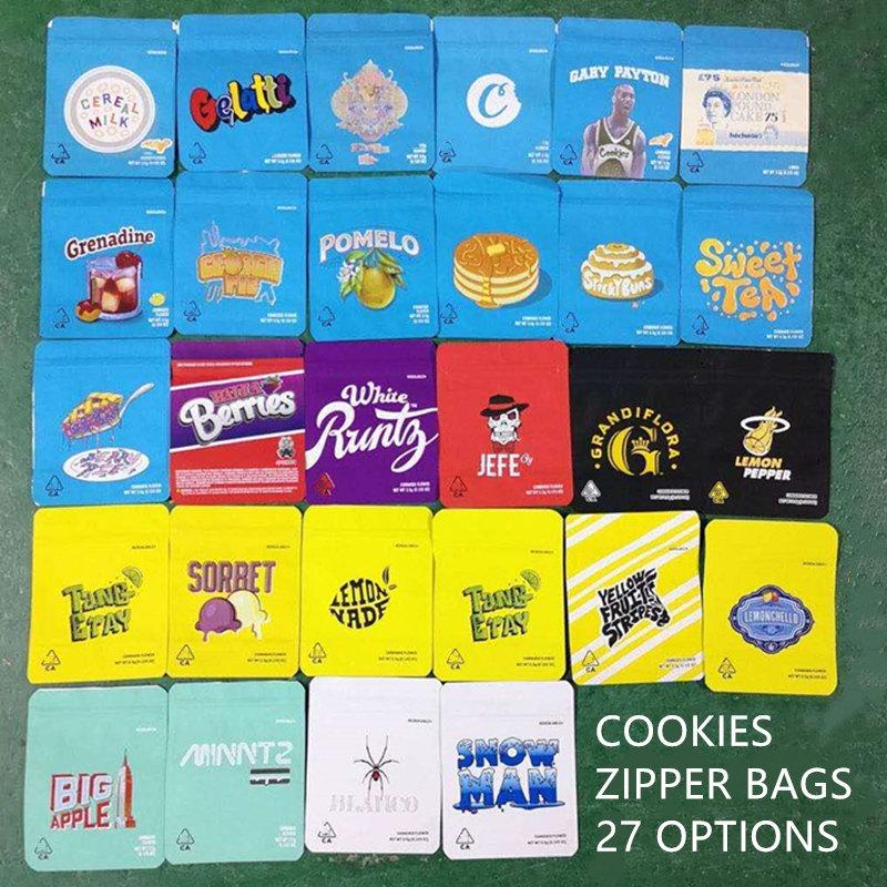 

COOKIES runtz California SF 8th 3.5g Mylar Childproof Bags 420 Packaging Gelatti Cereal Milk Gary Payton Cookies Bag size 3.5g-1-8 Bags