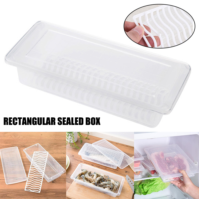 

1/2/3pcs Kitchen Refriger Draining Preservation Box Transparent Plastic Container UD88