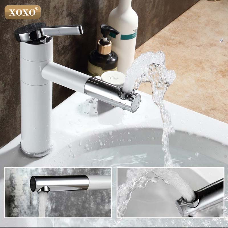 

XOXOTall 360 rotate type basin faucet white and chrome finish bathroom faucet single hand bathroom basin mixer tap 83018-1