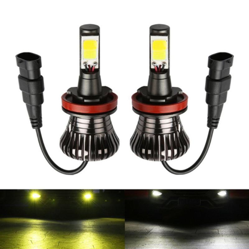 

EURS 2pcs LED Car Lights H8 H9 H11 H7 3 9005 4 9006 H4 880 881 H3 H1 LED Headlight Bulb Dual Color Car Fog Lamp White Yellow