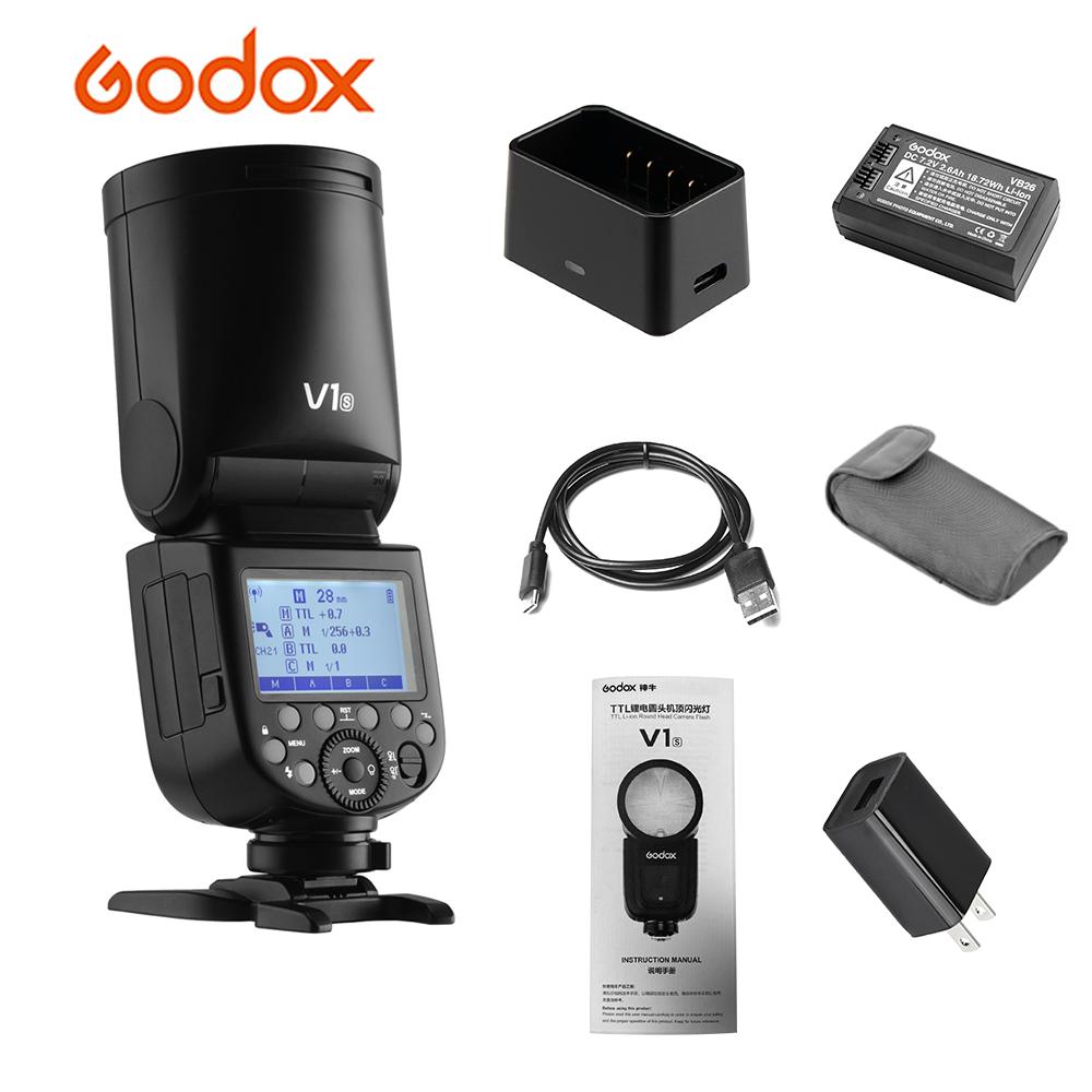 

Godox V1S Camera Flash Speedlite Speedlight Round Wireless 2.4G Flash Light for ILCE6000L A77II A77 A350 Wedding Portrait