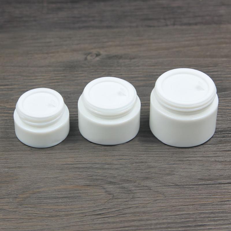 

High-grade opal pearl white glass cream jar in 50g, empty cosmetic 1.7oz container of skin care creams dispenser