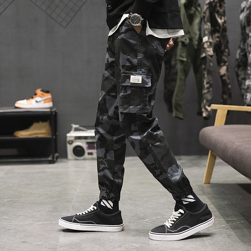 

Hip Hip Streetwear Men's Camouflage Joggers Pants 2020 Men Cargo Pant Trousers Elastic Waist Harem Pant Men Street casual, Camouflage black