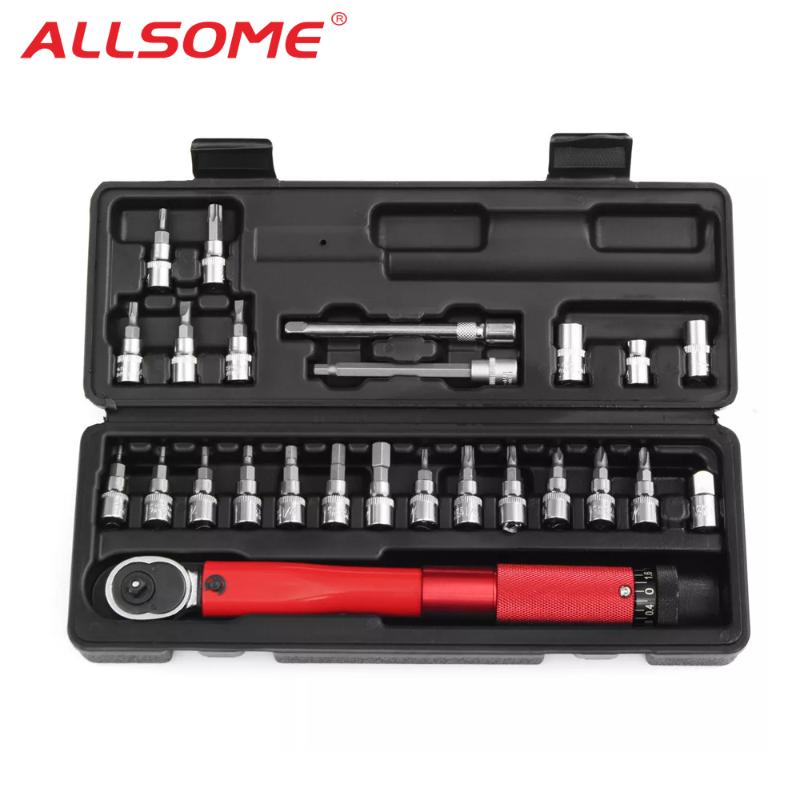 

ALLSOME 25PCS 2-24NM Adjustable Torque Wrench Bicycle Repair Tools Kit Bike Repair Spanner Hand Tool Set HT2688