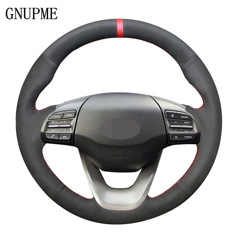 

Hand-stitched Black Suede Soft Comfortable Car Steering Wheel Cover for Kona 2020 2020