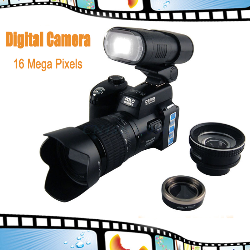 

D3200 Digital camera 16 million pixel 5.0MP CMOS HD Video camcorder for photography Telephoto + Wide Angel Lens+LED Spotlight