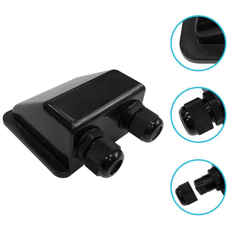 

For Caravans Adhesive Motorhome Solar Panel Junction Box Boat Marine ABS Universal Black Roof Cable Gland Yacht Accessories